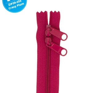 30" Handbag Zippers Double Slide - Crazy Plum
