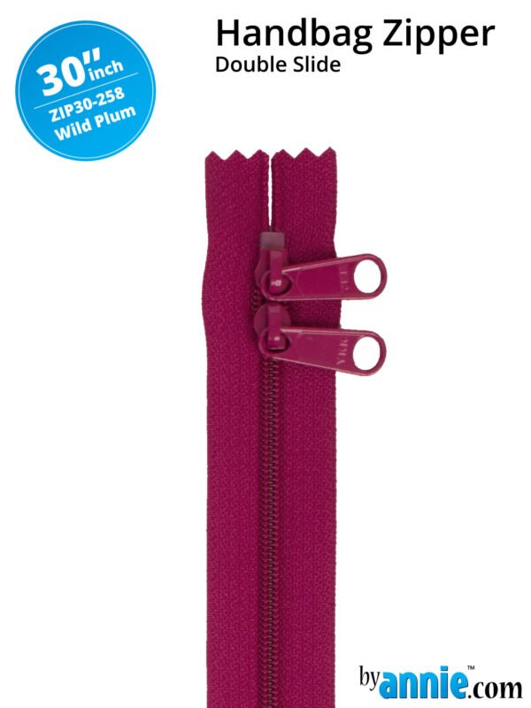 30" Handbag Zippers Double Slide - Wild Plum