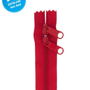 30" Handbag Zippers Double Slide - Hot Red