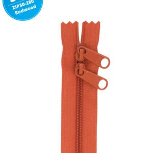 30" Handbag Zippers Double Slide - Redwood