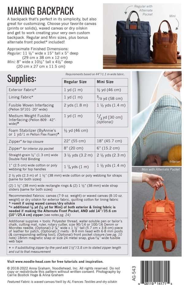 Making Backpack Pattern by Noodlehead - Image 2