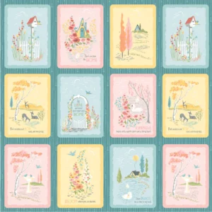 Poppie Cotton Hollyhock Lane - Hollyhock Teal Panel