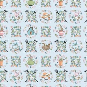 Poppie Cotton Garden Party - Sweet Wreaths Sky