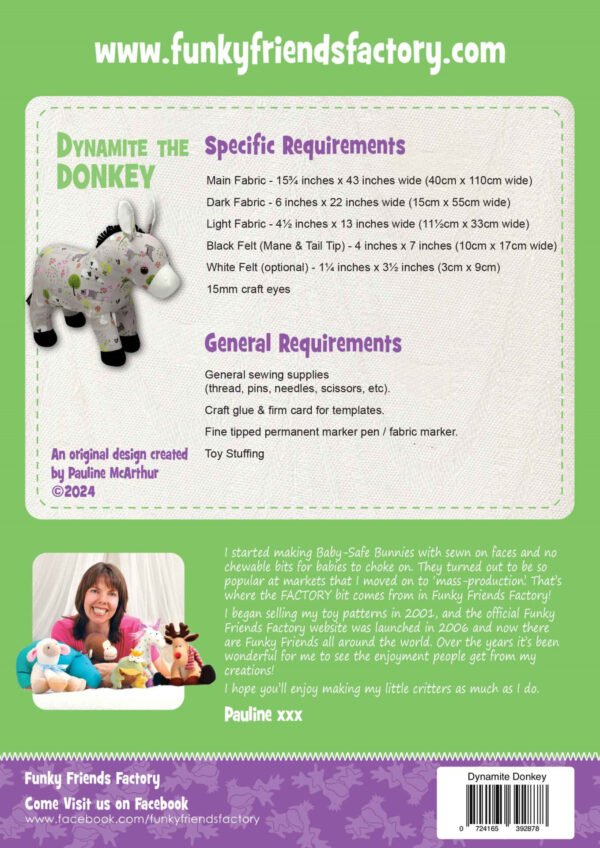 Dynamite The Donkey - Funky Friends Factory Pattern - Image 2