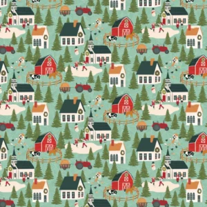 Prairie Christmas by Poppie Cotton - A Winter Scene Teal