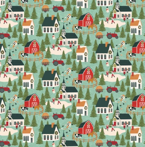 Prairie Christmas by Poppie Cotton - A Winter Scene Teal