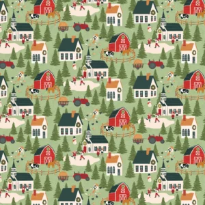 Prairie Christmas by Poppie Cotton - A Winter Scene Green