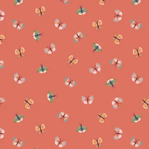 Hide and Seek by Poppie Cotton - Butterflies Coral