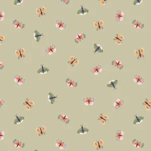 Hide and Seek by Poppie Cotton - Butterflies Green