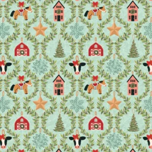 Prairie Christmas by Poppie Cotton - Country Ornaments Teal
