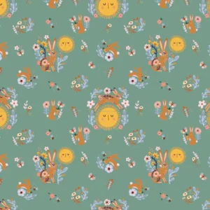 Hide and Seek by Poppie Cotton - Sunny Bunnies Green