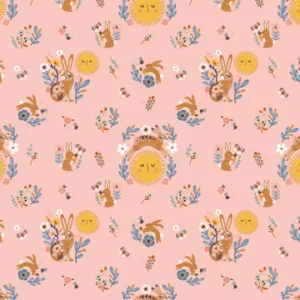 Hide and Seek by Poppie Cotton - Sunny Bunnies Pink