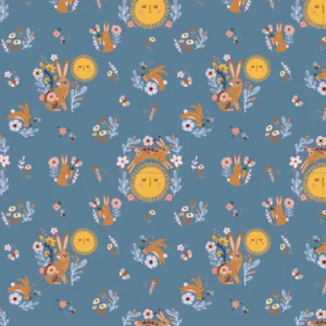 Hide and Seek by Poppie Cotton - Sunny Bunnies Blue