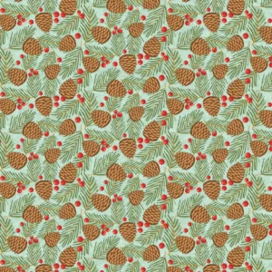 Prairie Christmas by Poppie Cotton - Traditional Pine Cones Teal