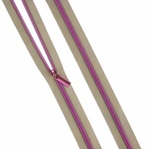 Beige #5 Nylon Tula Pink Coil Zipper 3yds and 9 Pulls by Sallie Tomato