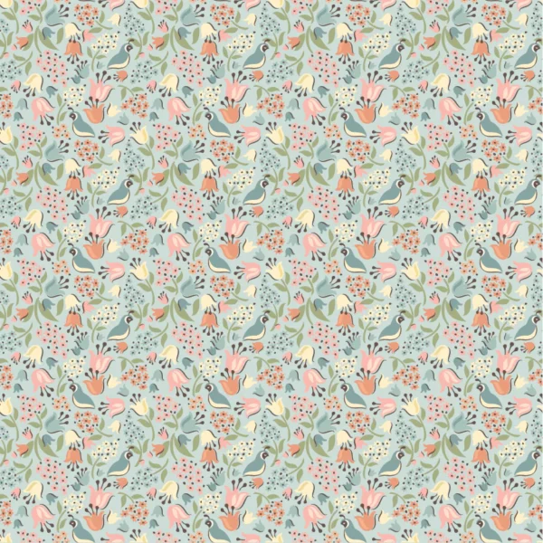 Wildwood Dwellings by Poppie Cotton - Quail Hollow Light Teal