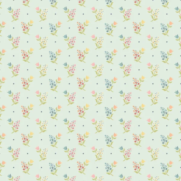 Wildwood Dwellings by Poppie Cotton - Sprigs And Tulips Light Teal