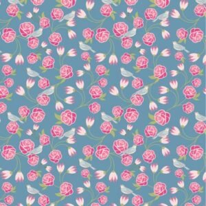 Stolen Moments by Poppie Cotton - Vintage Vines - Bleu