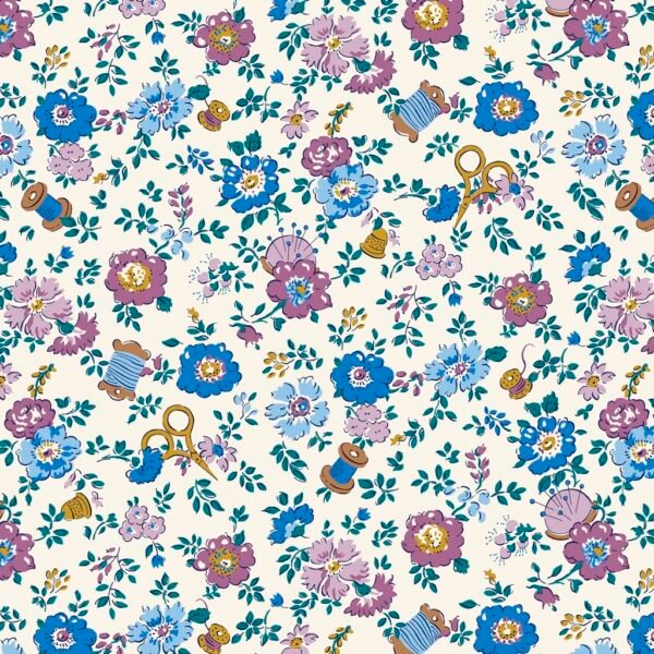 Liberty Tudor Celebration - Haberdashery Floral - Blue