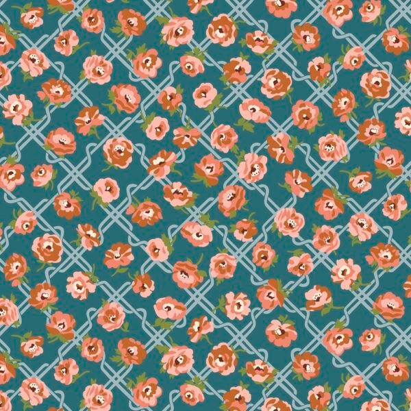Liberty Floral Nostalgia - Rosemary Blooms Teal